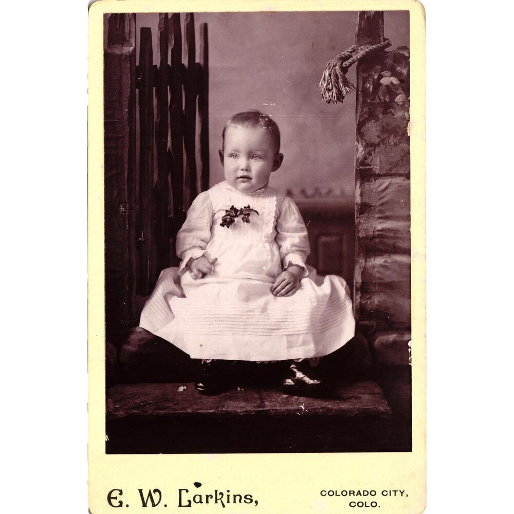 Antique 1880s Cabinet Card Baby Grace‎ Jackson Colorado City Colorado Photo